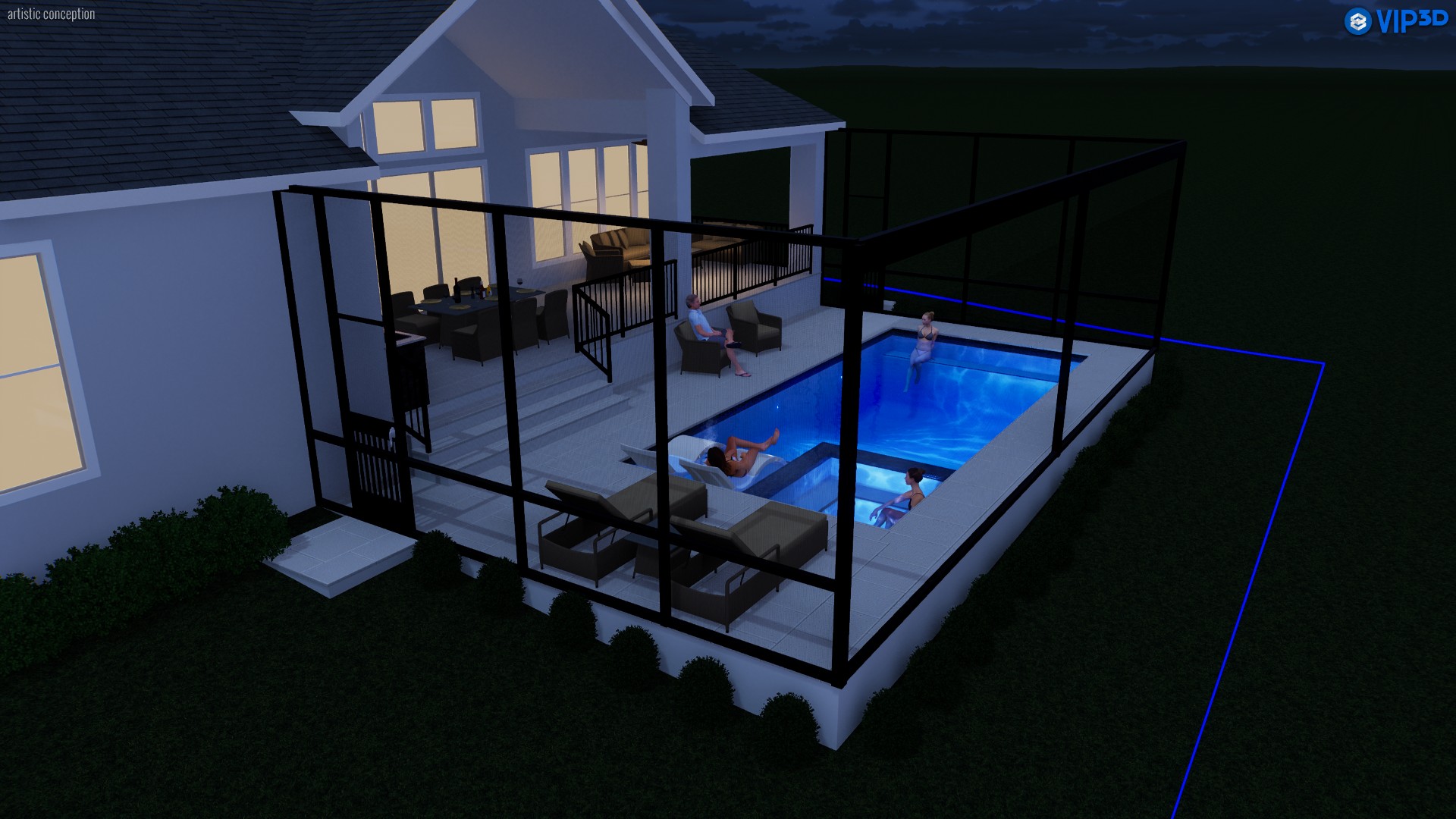 Pool evening ambiance